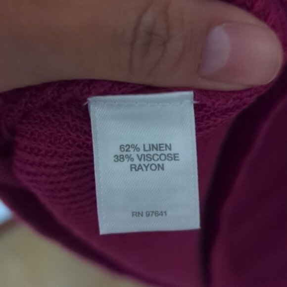 J.Jill Magenta Linen Blend 3/4 Sleeve V Neck Blouse Size XS Petite - Picture 7 of 7